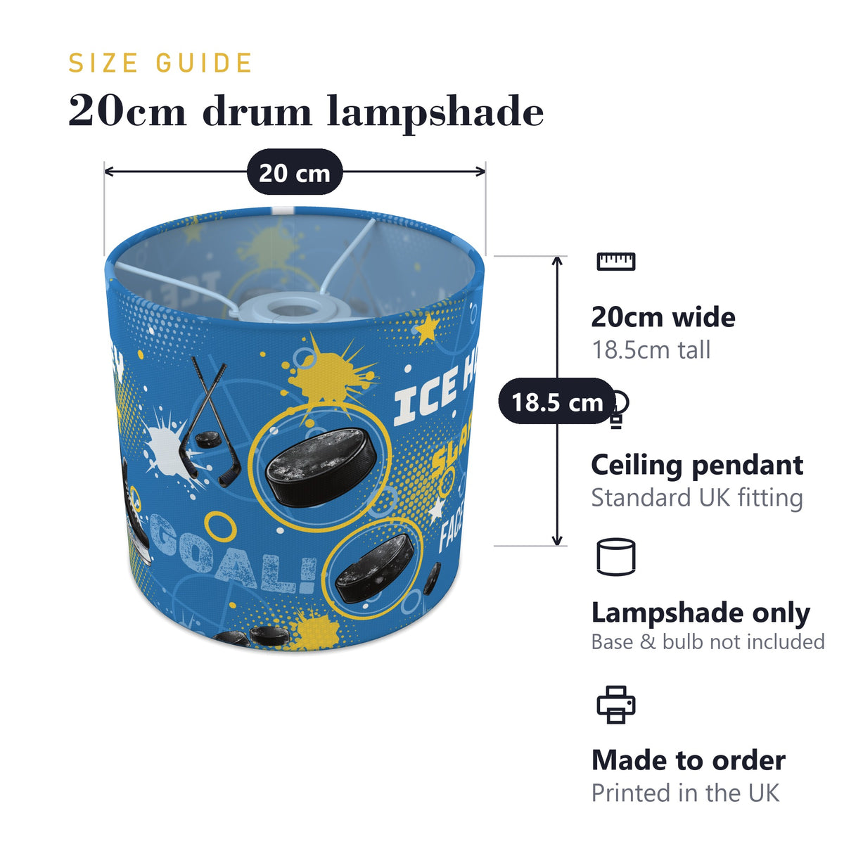 Sky Ice Hockey Face lampshade - 20cm x 18.5cm Ceiling - photo 7