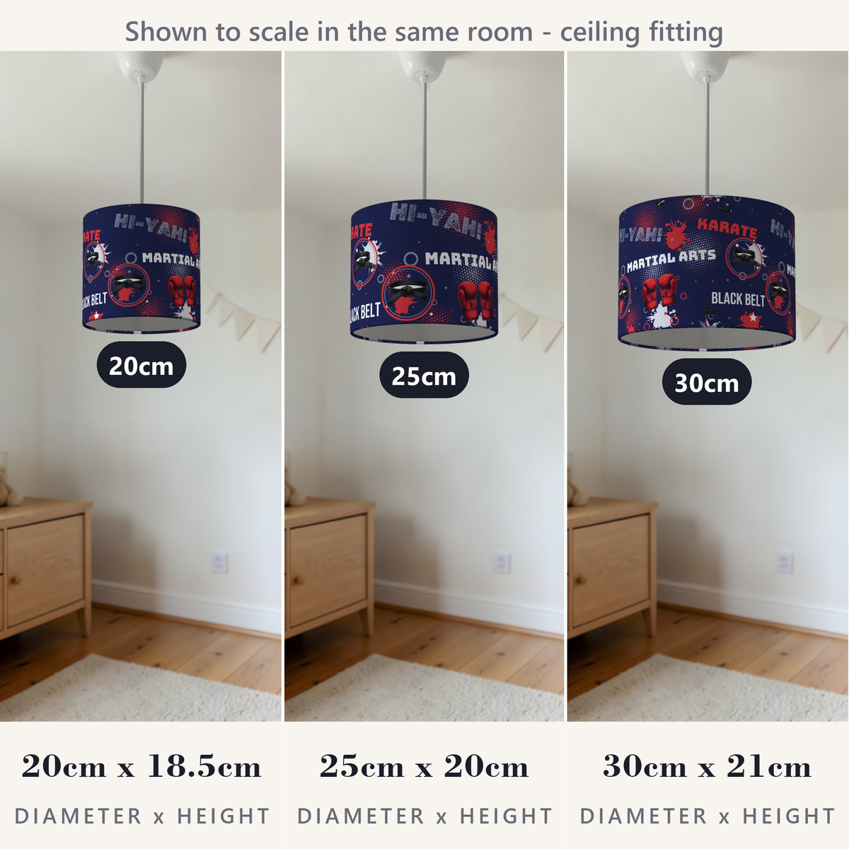 Navy Karate Kid lampshade - 20cm x 18.5cm Ceiling - photo 4