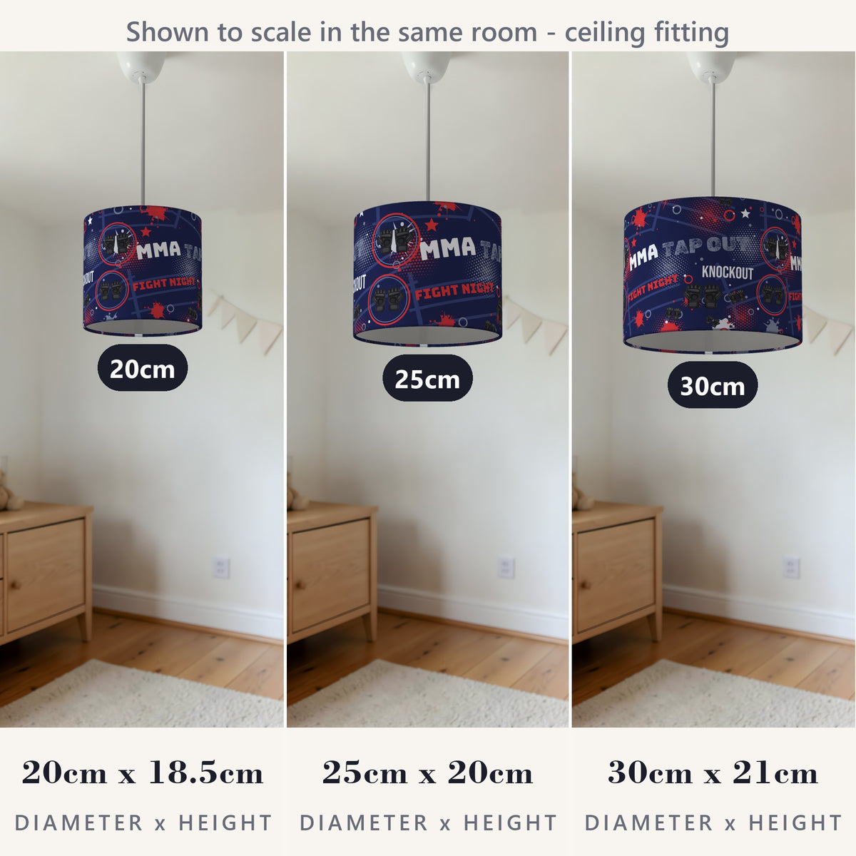 Navy Fight Night lampshade - 20cm x 18.5cm Ceiling - photo 4