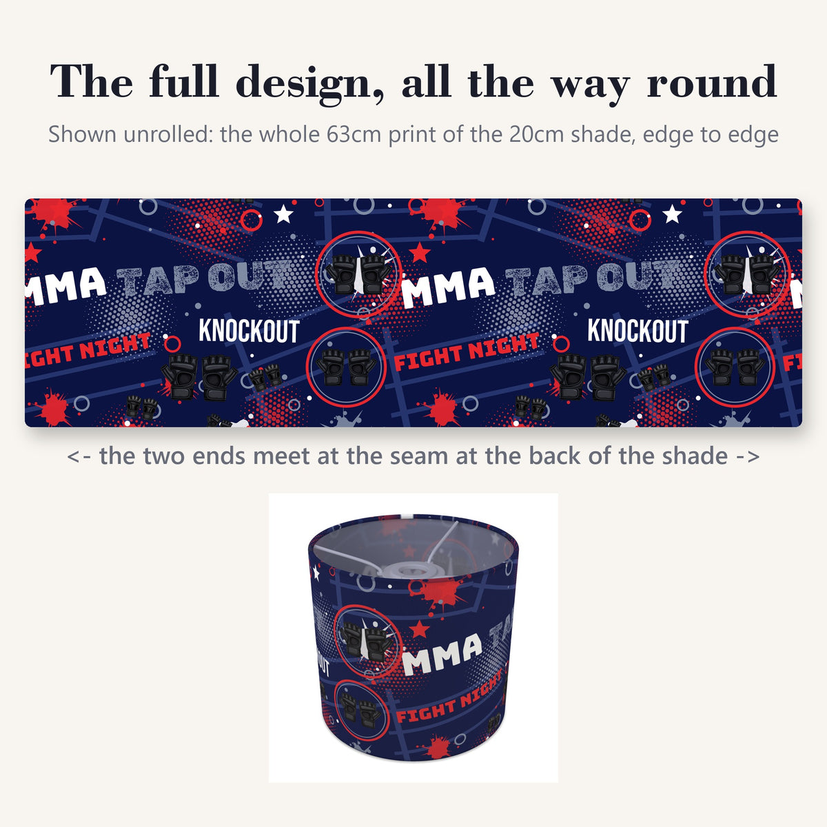 Navy Fight Night lampshade - 20cm x 18.5cm Ceiling - photo 9