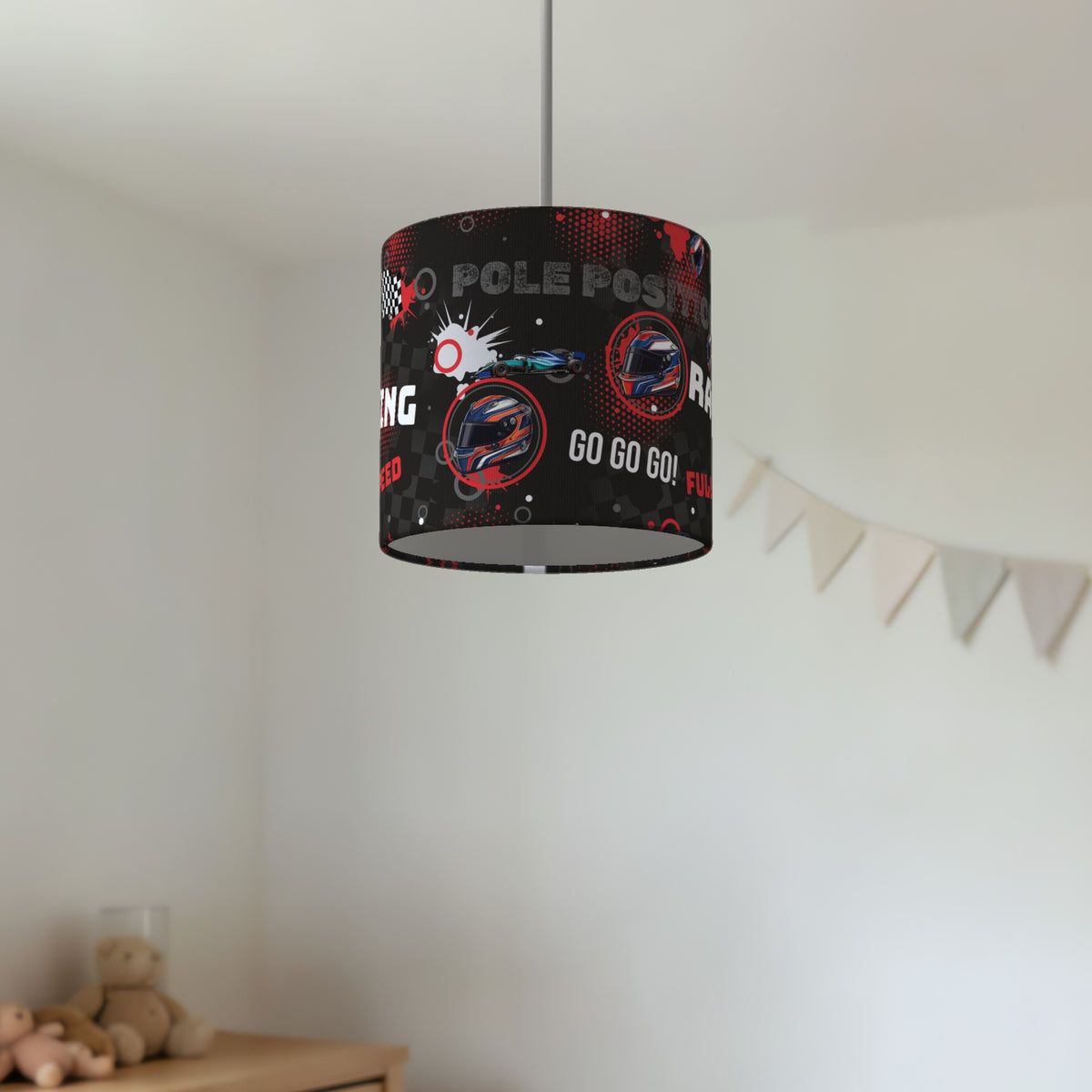 Black And Red Pole lampshade - 20cm x 18.5cm Ceiling - photo 2