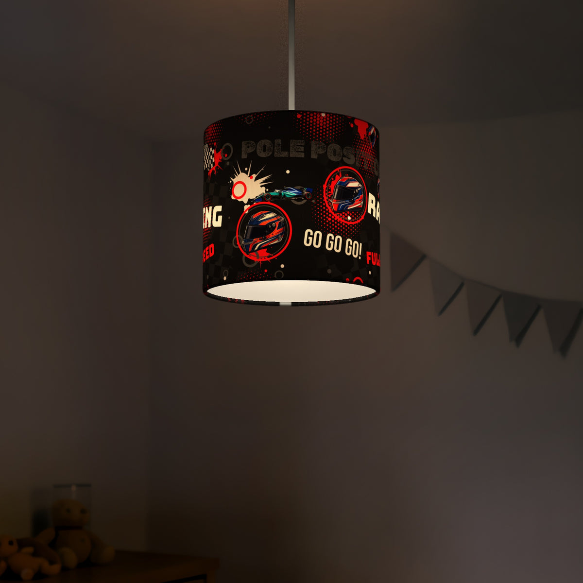 Black And Red Pole lampshade - 20cm x 18.5cm Ceiling - photo 5
