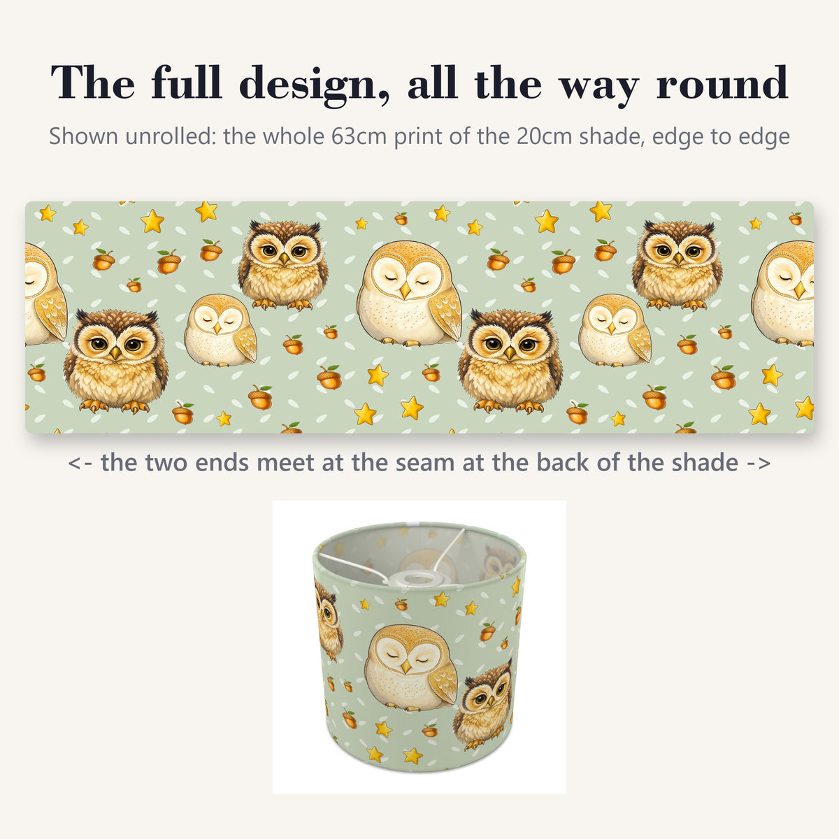 Sage Night Owls lampshade - 20cm x 18.5cm Ceiling - photo 9