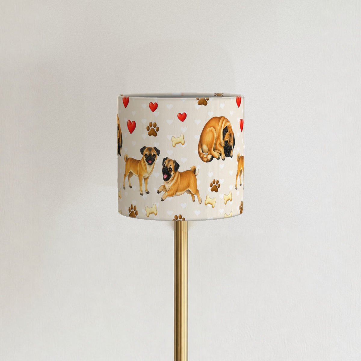 Cream Pug Love lampshade - 20cm x 18.5cm Ceiling - photo 3