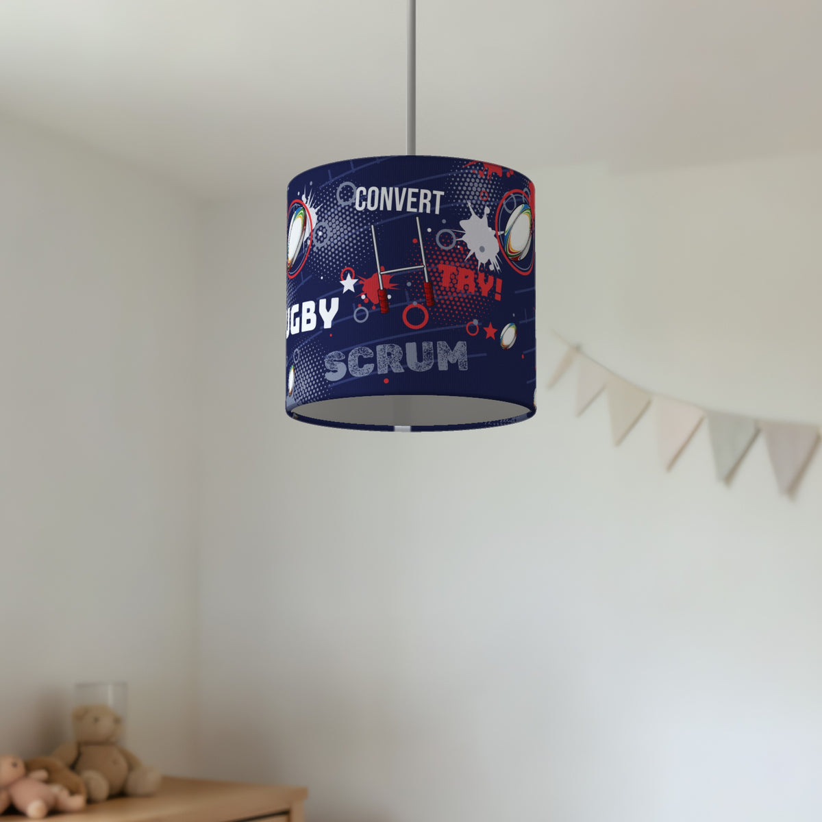 Navy Rugby Crazy lampshade - 20cm x 18.5cm Ceiling - photo 2