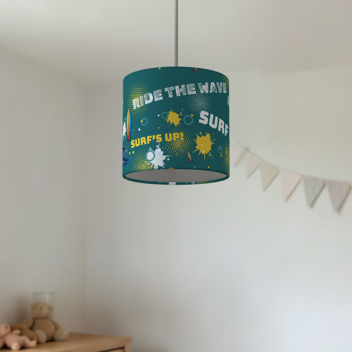 Teal Surf's Up lampshade - 20cm x 18.5cm Ceiling - photo 2