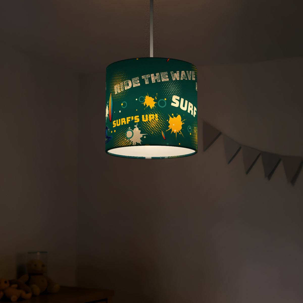 Teal Surf's Up lampshade - 20cm x 18.5cm Ceiling - photo 5
