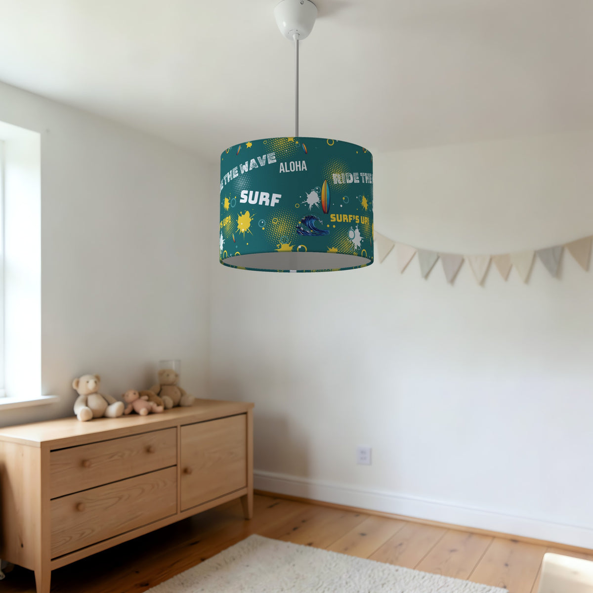 Teal Surf's Up lampshade - 20cm x 18.5cm Ceiling - photo 3