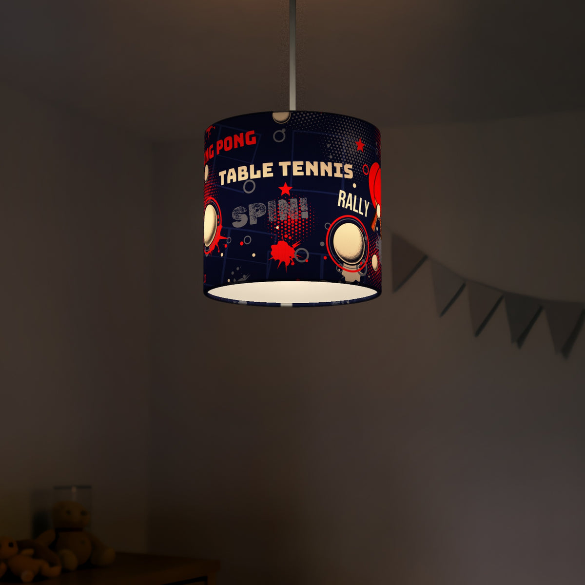 Navy Ping Pong Rally lampshade - 20cm x 18.5cm Ceiling - photo 5