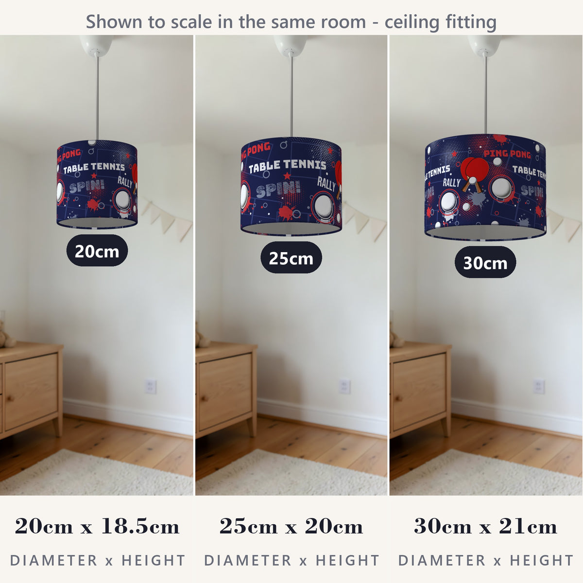 Navy Ping Pong Rally lampshade - 20cm x 18.5cm Ceiling - photo 4