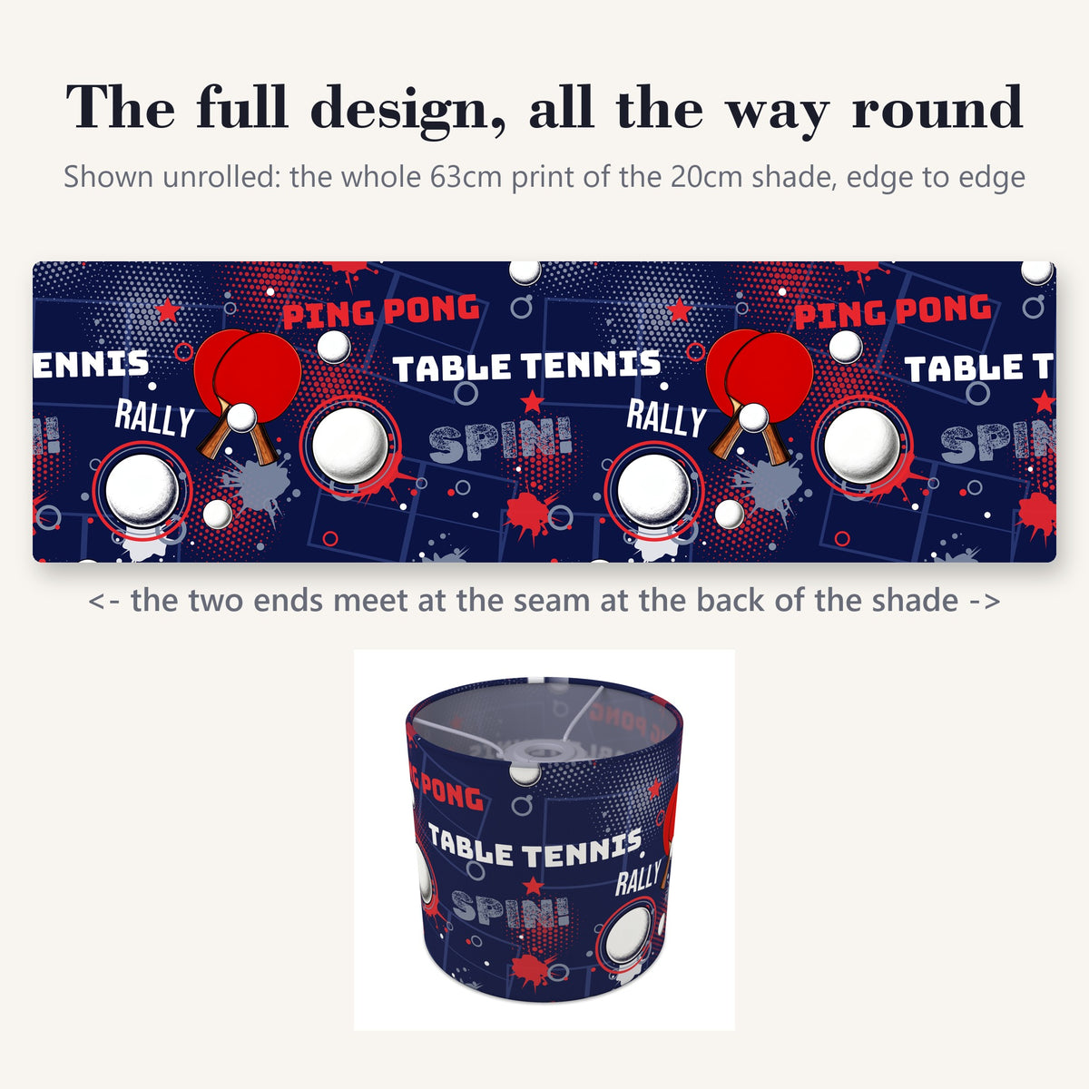 Navy Ping Pong Rally lampshade - 20cm x 18.5cm Ceiling - photo 9