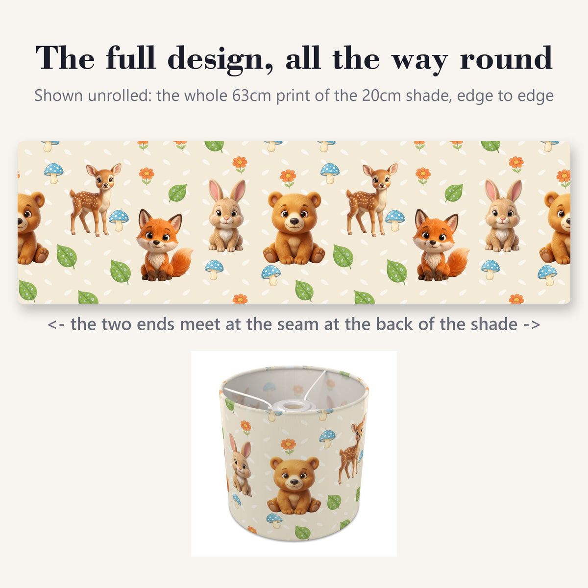 Cream Baby Woodland Friends lampshade - 20cm x 18.5cm Ceiling - photo 9
