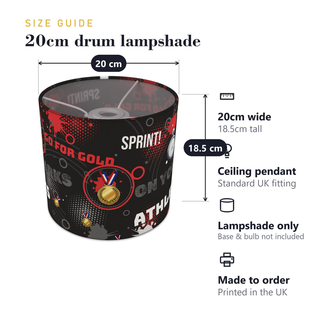 Black Go For Gold lampshade - 20cm x 18.5cm Ceiling - photo 7