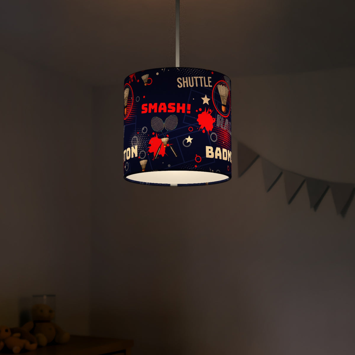 Navy Badminton Smash lampshade - 20cm x 18.5cm Ceiling - photo 5