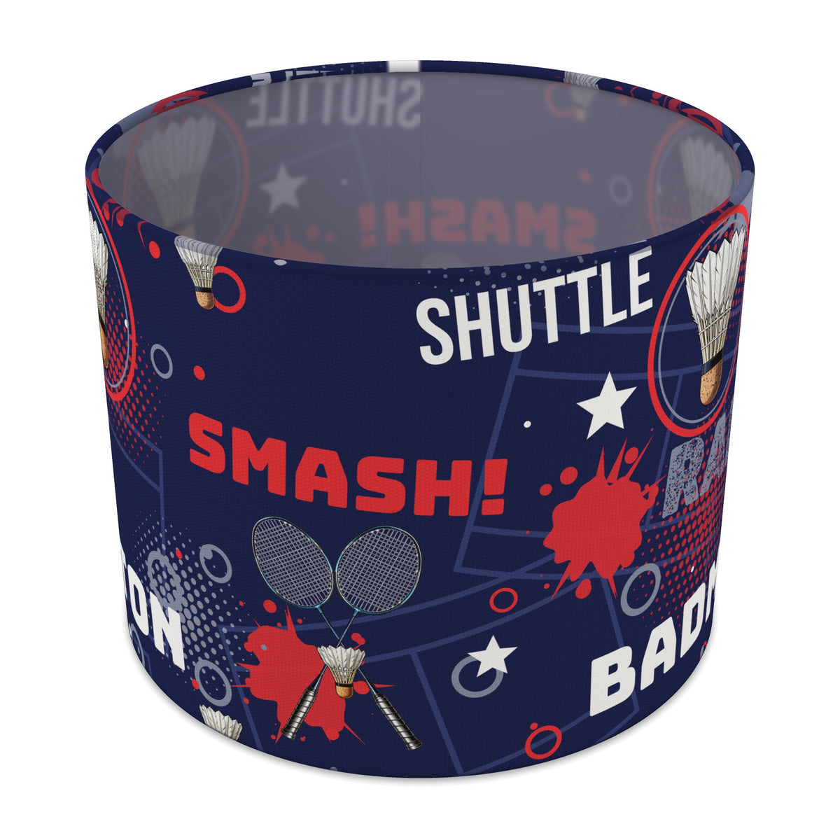 Navy Badminton Smash lampshade - 25cm x 20cm Table