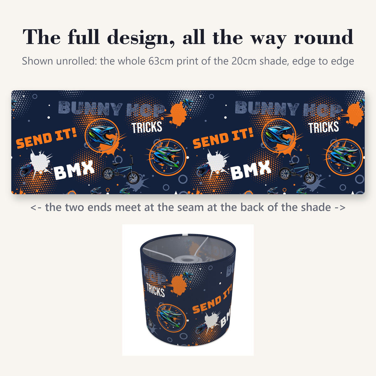 Navy And Orange BMX lampshade - 20cm x 18.5cm Ceiling - photo 9