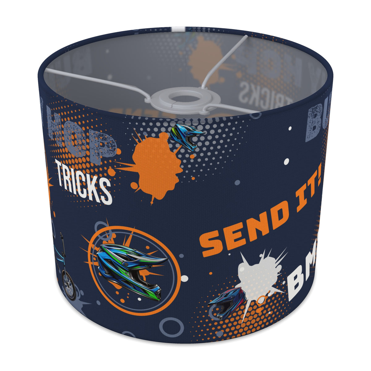 Navy And Orange BMX lampshade - 25cm x 20cm Ceiling