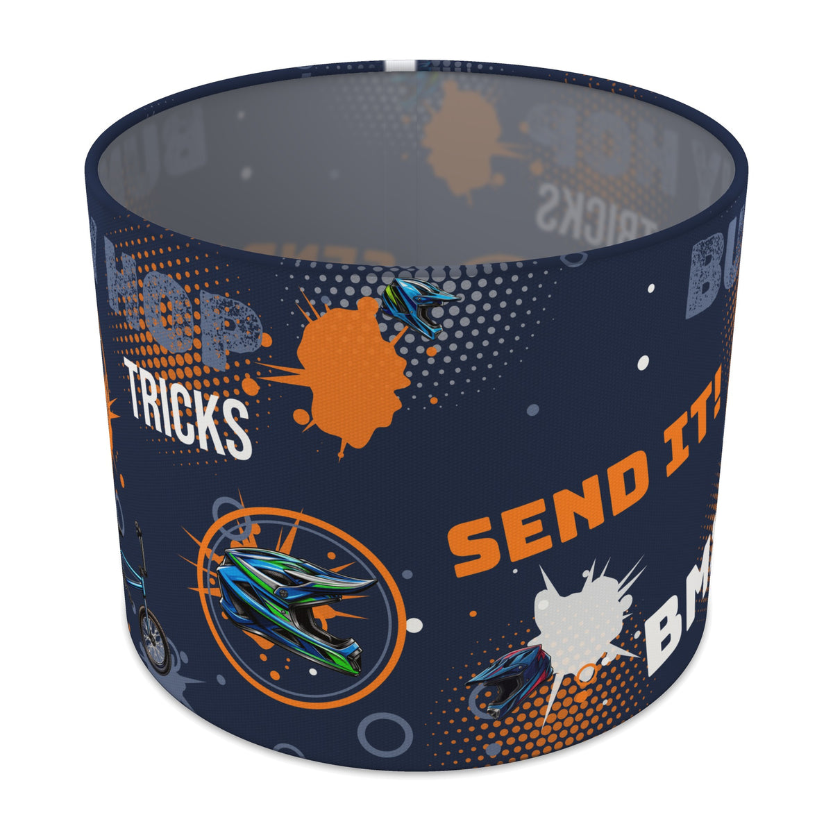 Navy And Orange BMX lampshade - 25cm x 20cm Table