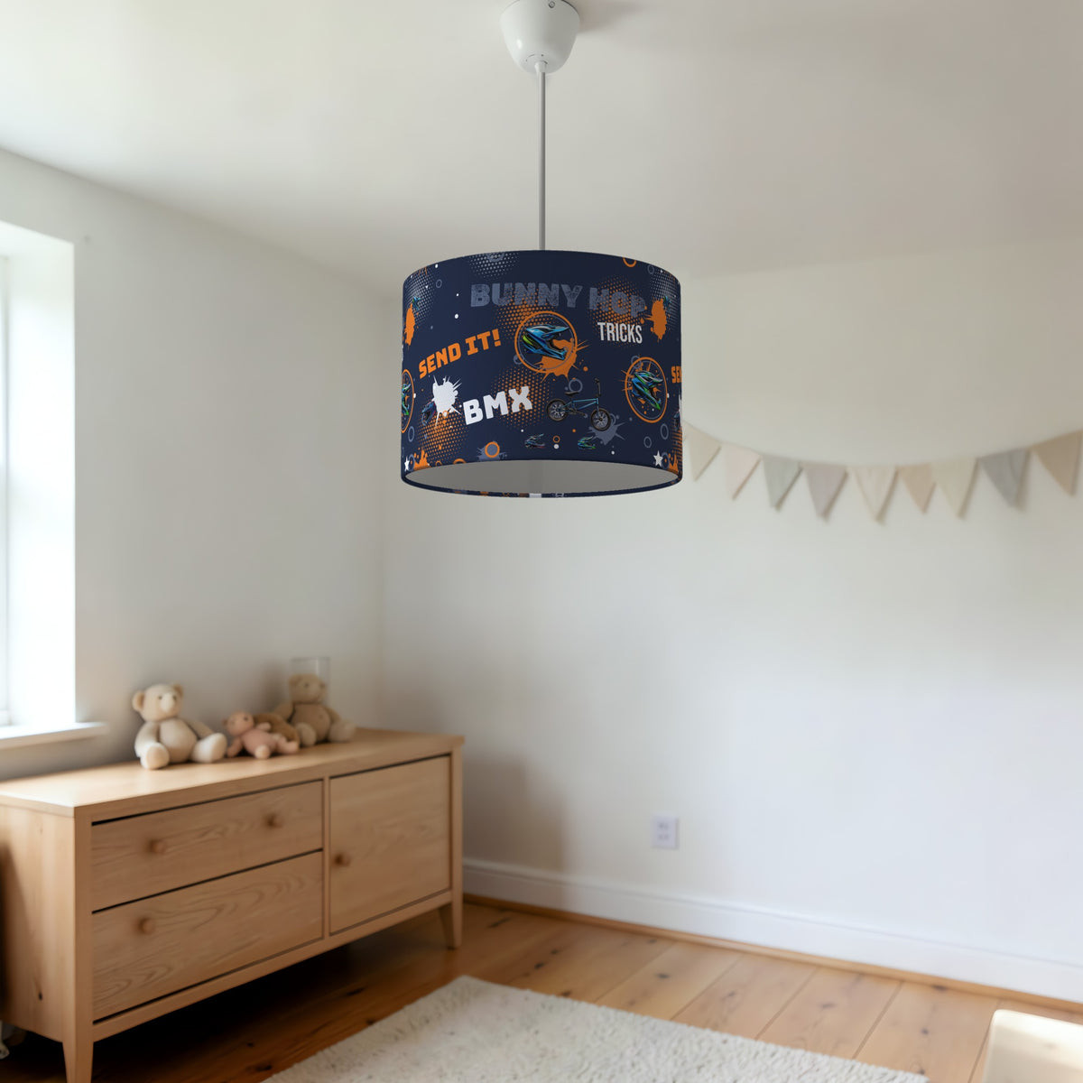Navy And Orange BMX lampshade - 20cm x 18.5cm Ceiling - photo 3