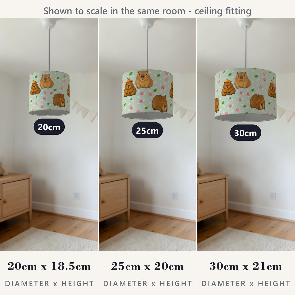 Sage Capybara Chill lampshade - 20cm x 18.5cm Ceiling - photo 4