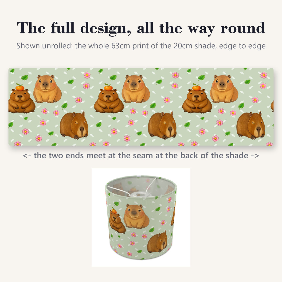 Sage Capybara Chill lampshade - 20cm x 18.5cm Ceiling - photo 9