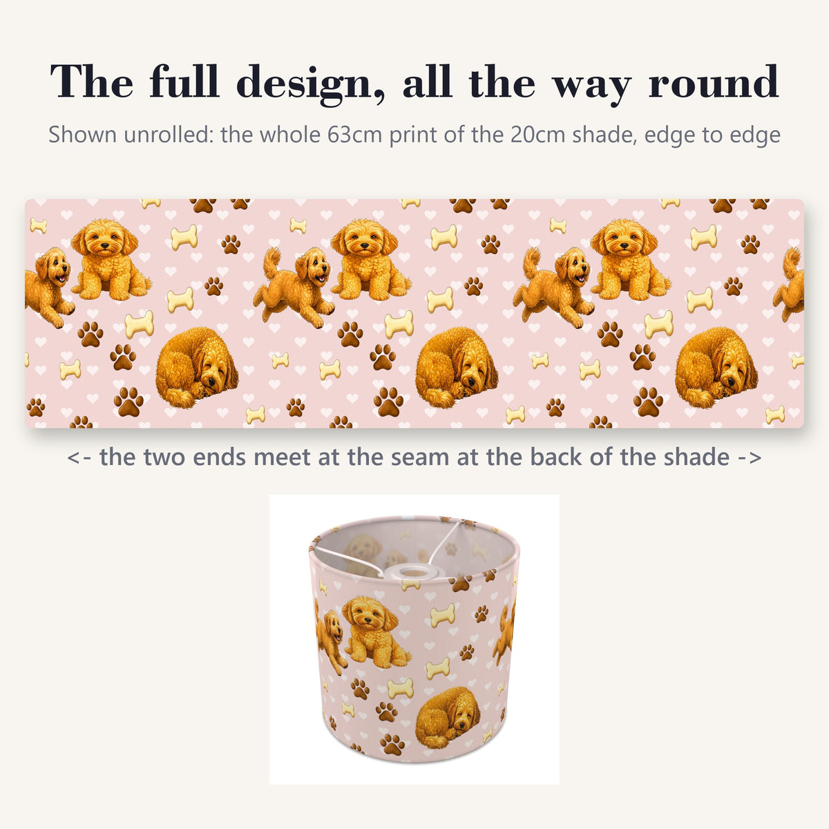 Blush Cockapoo Love lampshade - 20cm x 18.5cm Ceiling - photo 9
