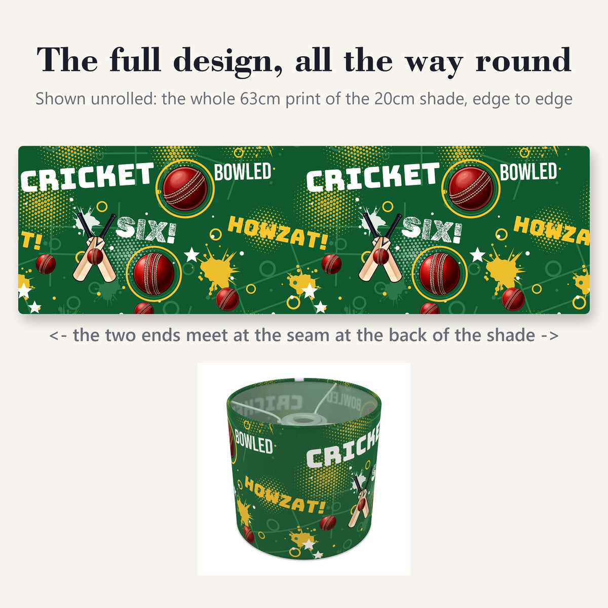 Pitch Cricket Crazy lampshade - 20cm x 18.5cm Ceiling - photo 9