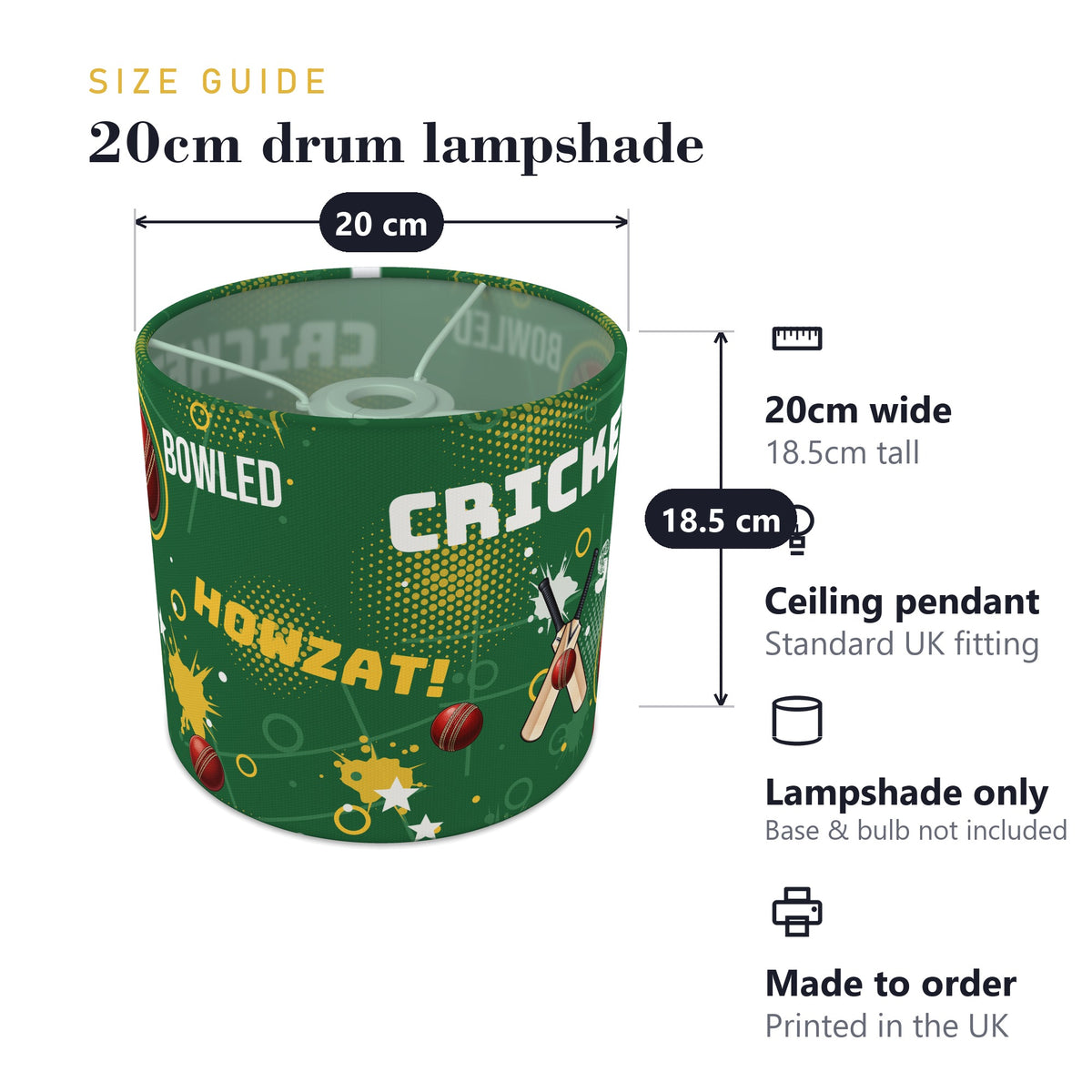 Pitch Cricket Crazy lampshade - 20cm x 18.5cm Ceiling - photo 7
