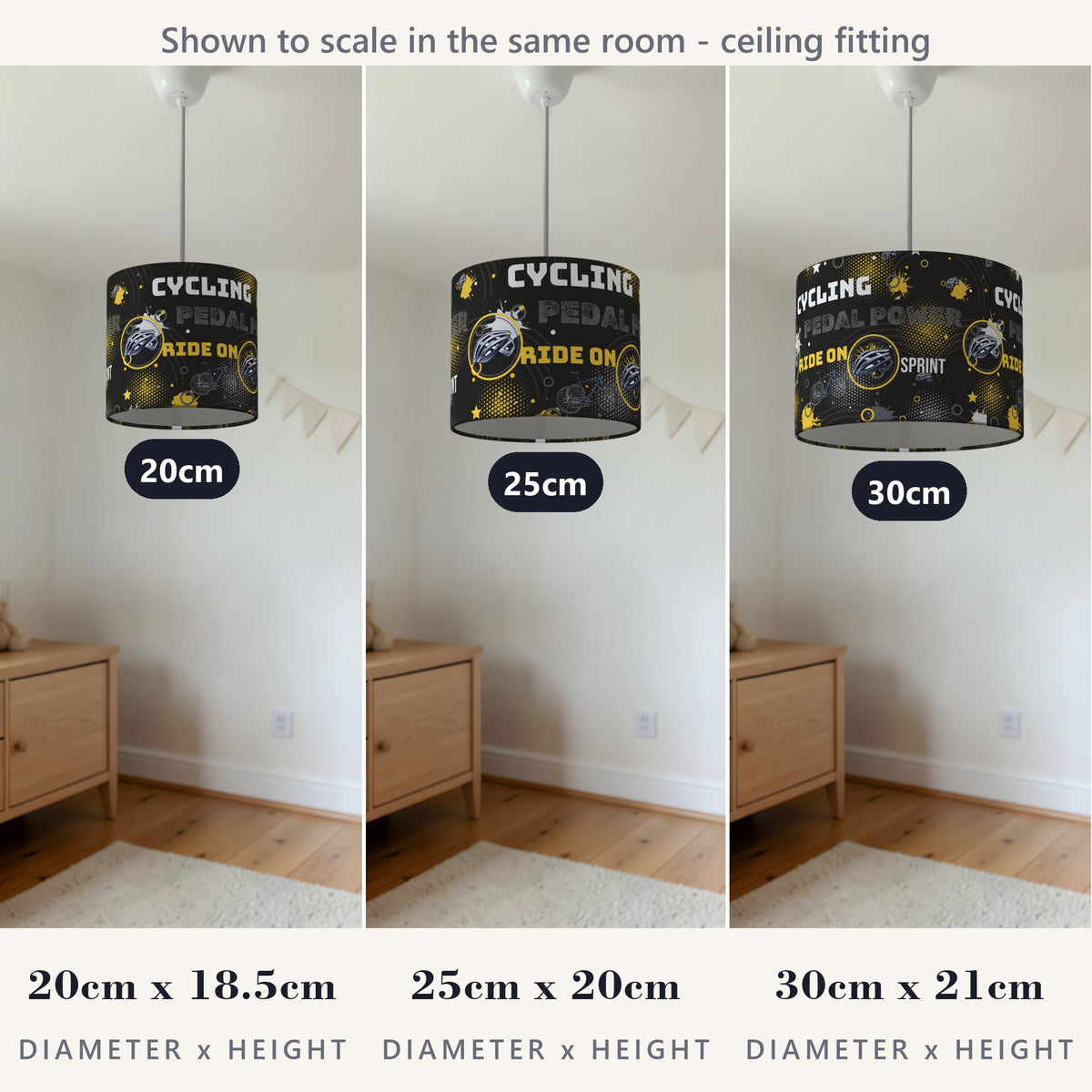 Black Pedal Power lampshade - 20cm x 18.5cm Ceiling - photo 4