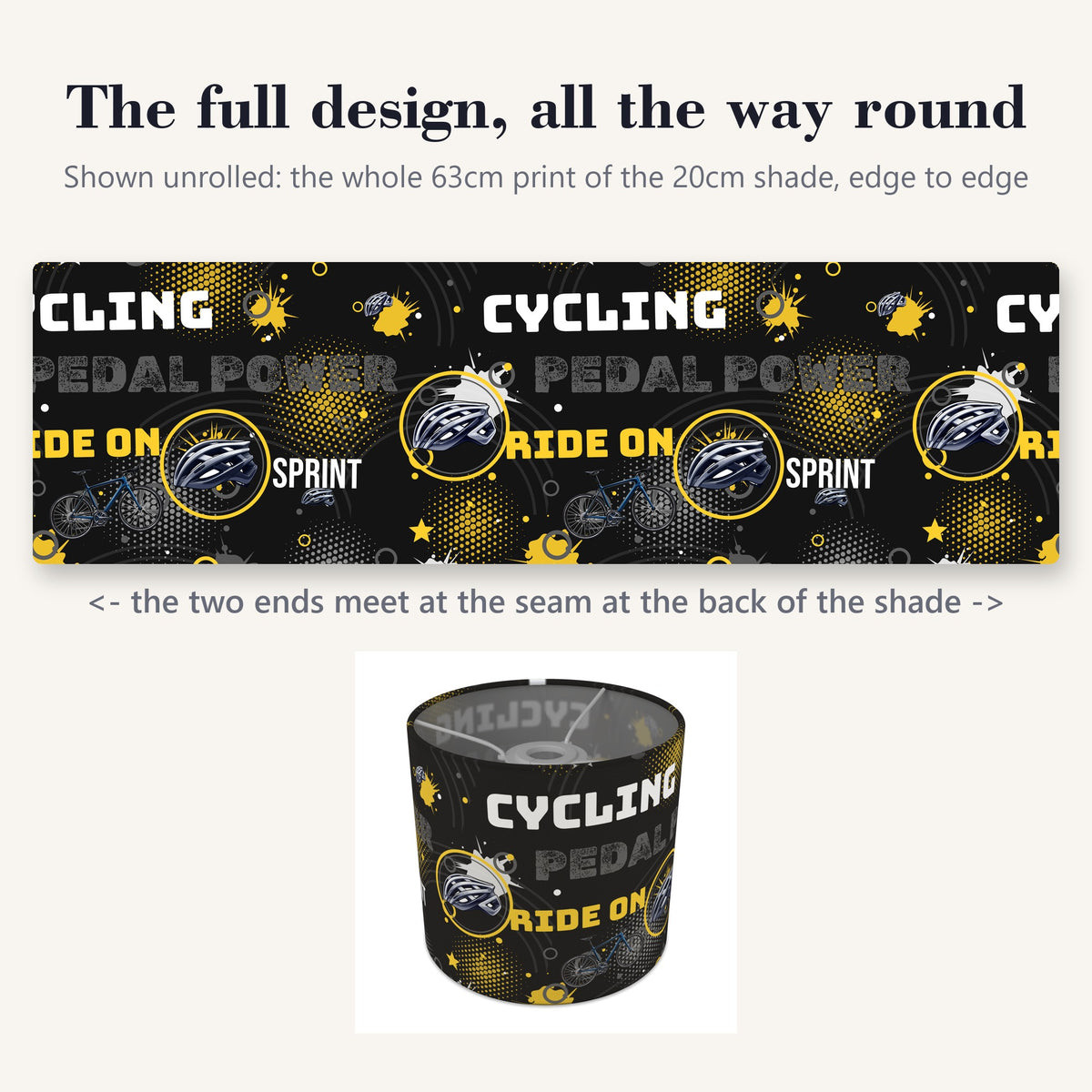 Black Pedal Power lampshade - 20cm x 18.5cm Ceiling - photo 9