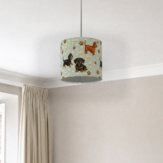 Sage Dachshund Love lampshade - 20cm x 18.5cm Ceiling - photo 2