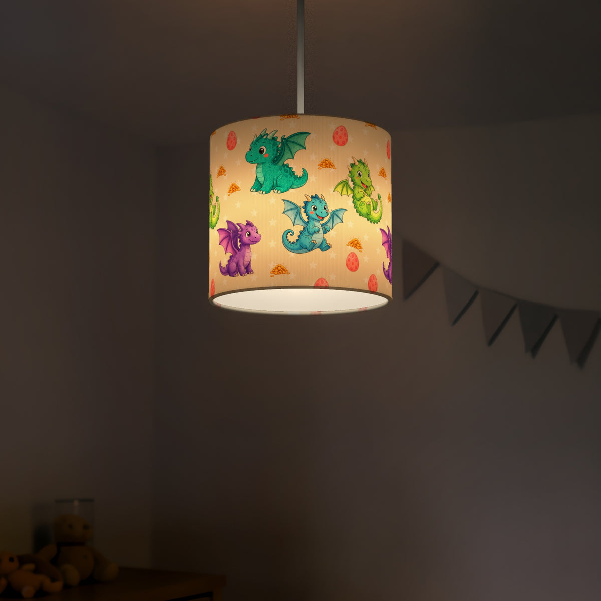 Cream Dragons lampshade - 20cm x 18.5cm Ceiling - photo 5