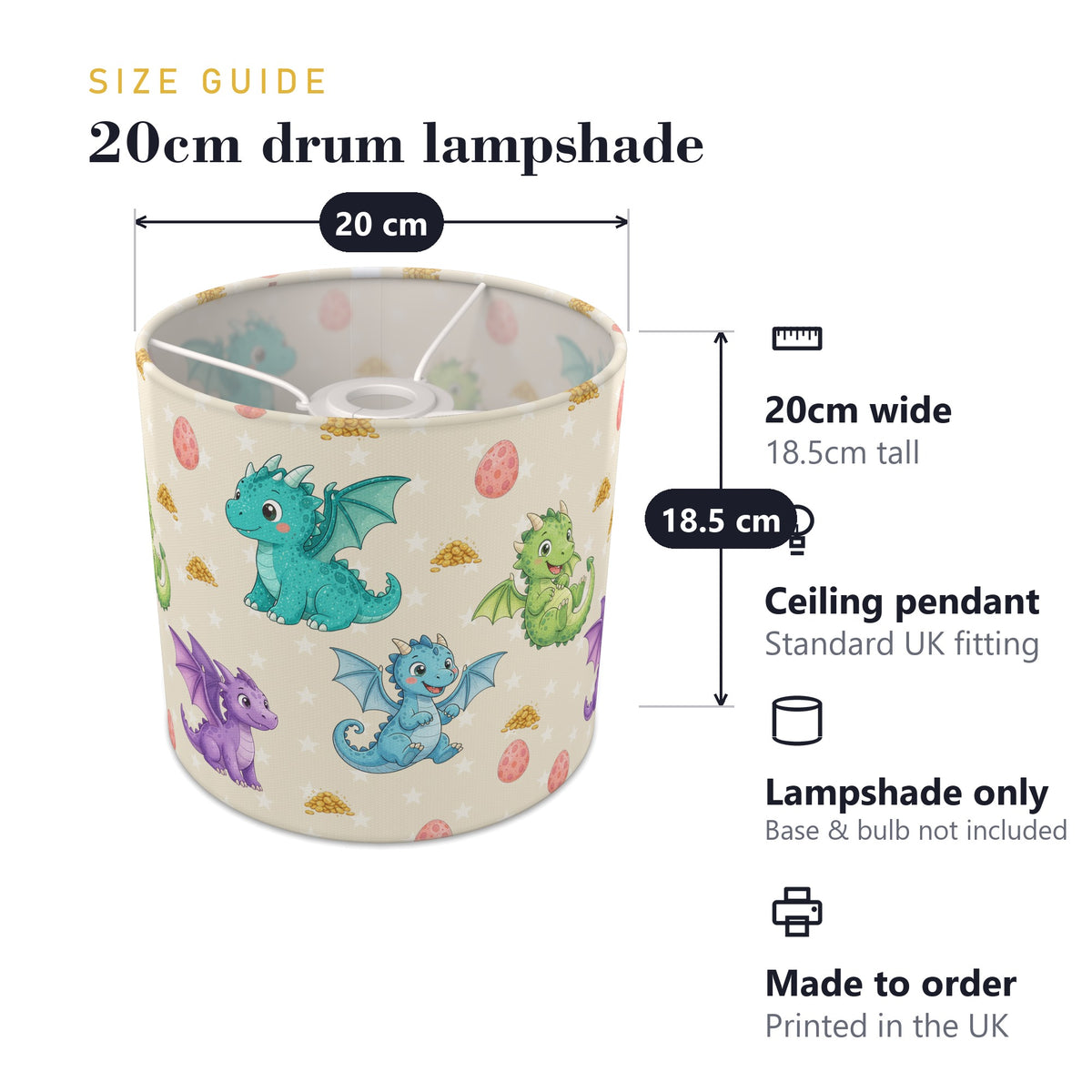 Cream Dragons lampshade - 20cm x 18.5cm Ceiling - photo 7