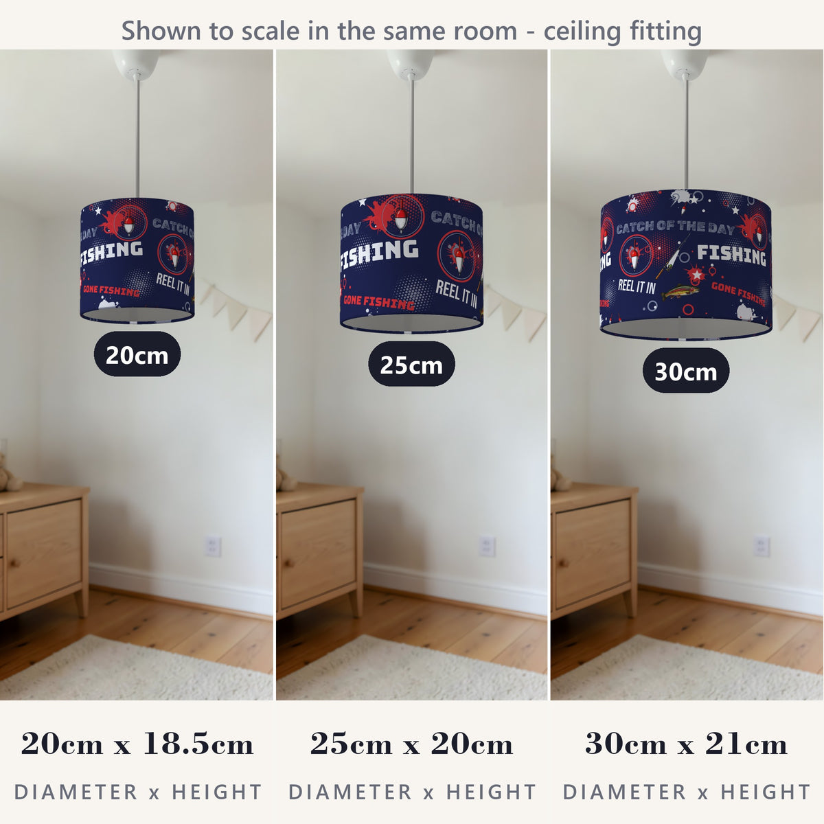 Navy Reel It In lampshade - 20cm x 18.5cm Ceiling - photo 4