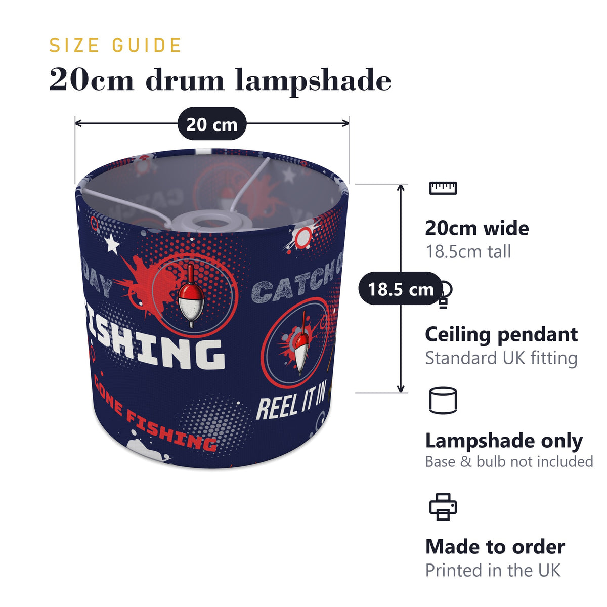 Navy Reel It In lampshade - 20cm x 18.5cm Ceiling - photo 7