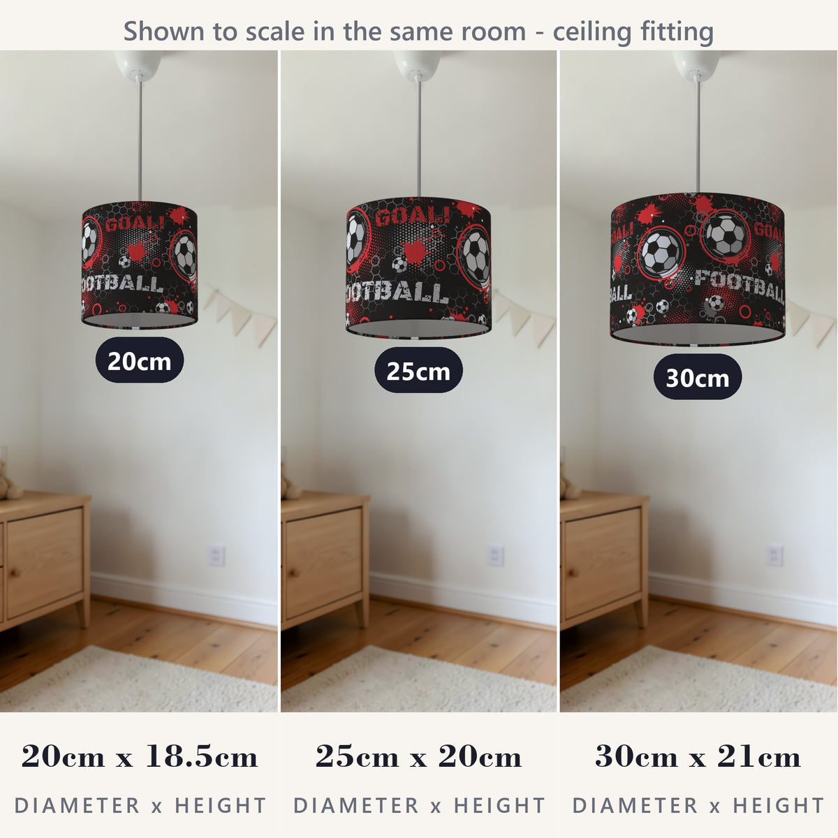 Black Football Crazy lampshade - 20cm x 18.5cm Ceiling - photo 4