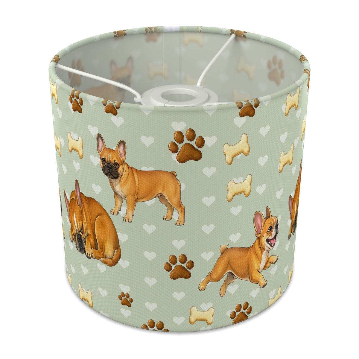 Sage French Bulldog Love lampshade - 20cm x 18.5cm Ceiling - main photo