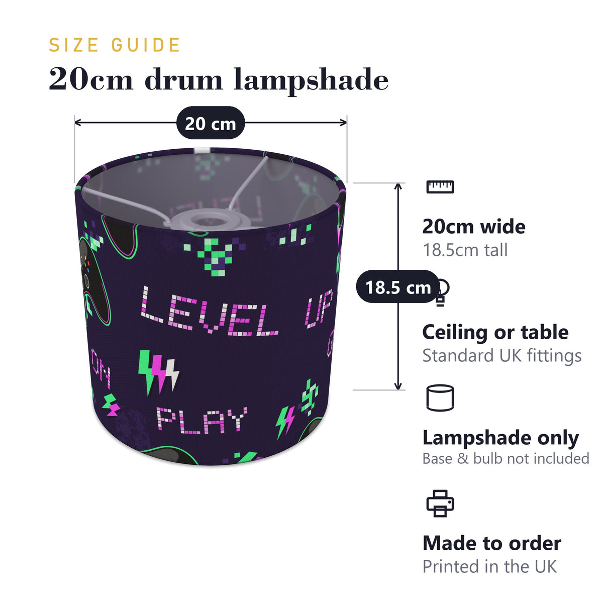 Neon Game On lampshade - 20cm x 18.5cm Ceiling - photo 7