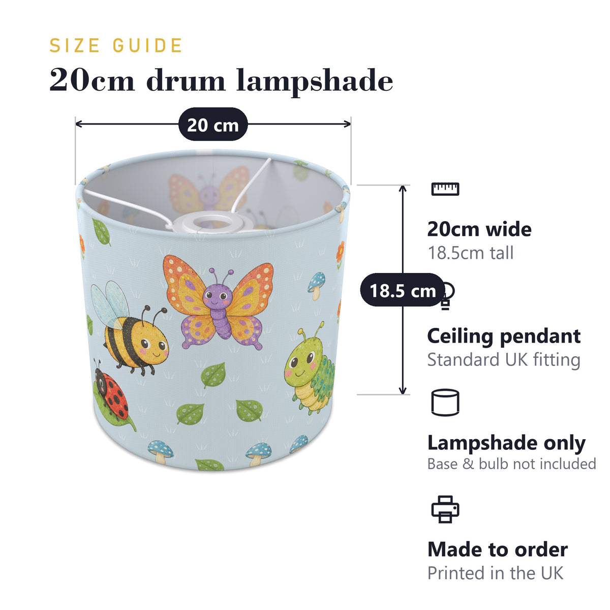 Sky Garden Bugs lampshade - 20cm x 18.5cm Ceiling - photo 7