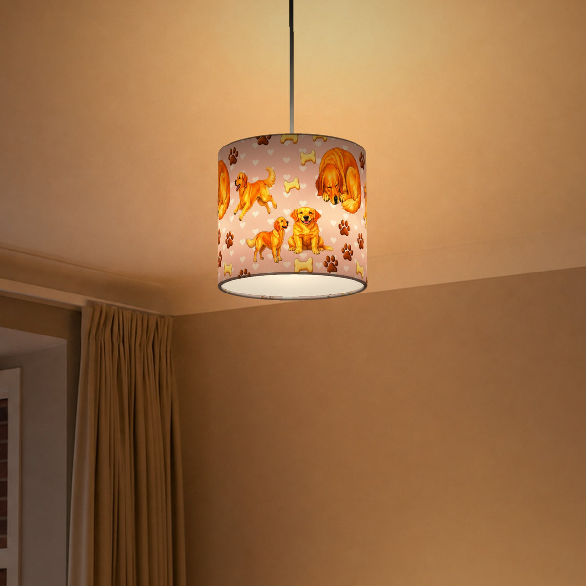 Blush Golden Retriever Love lampshade - 20cm x 18.5cm Ceiling - photo 5