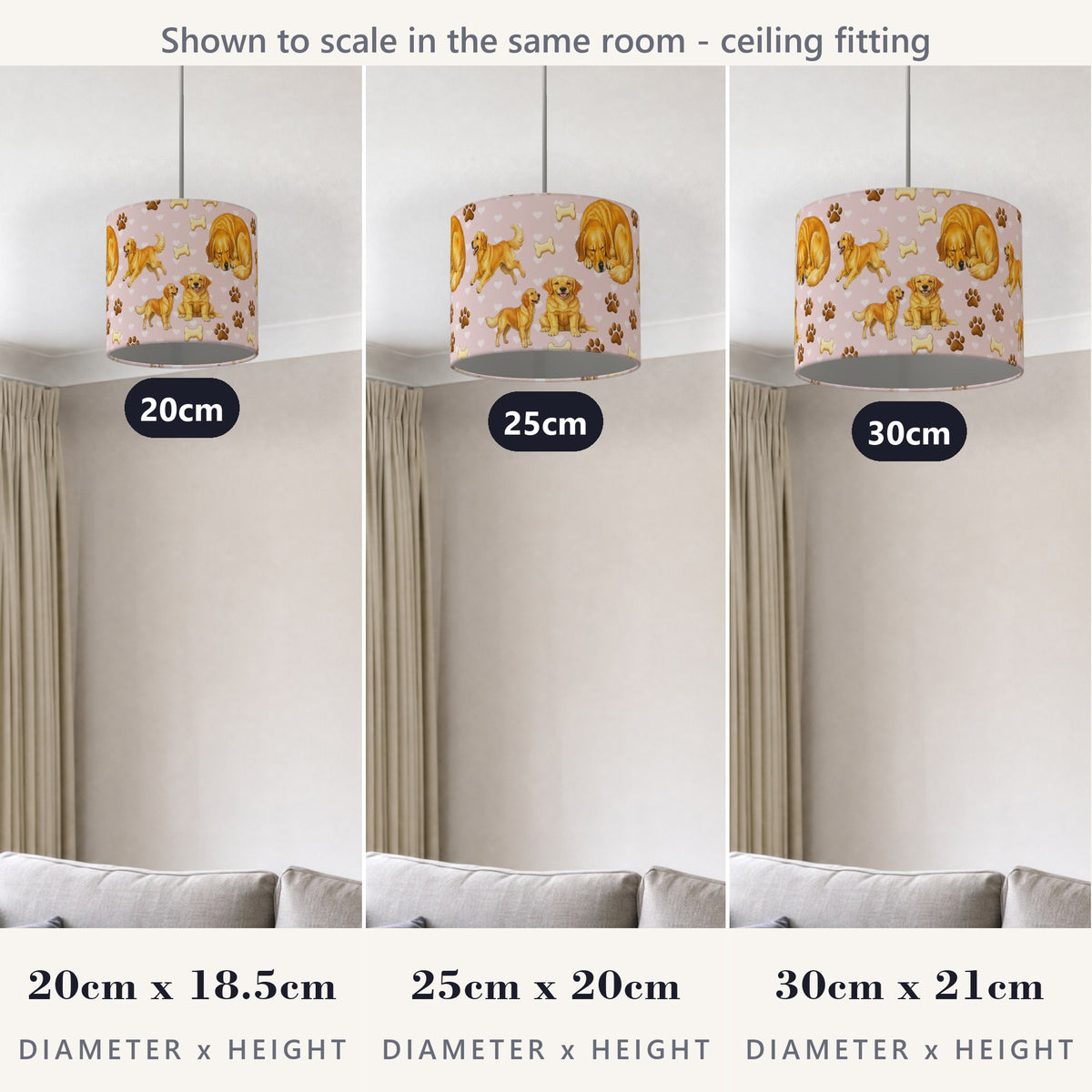 Blush Golden Retriever Love lampshade - 20cm x 18.5cm Ceiling - photo 4