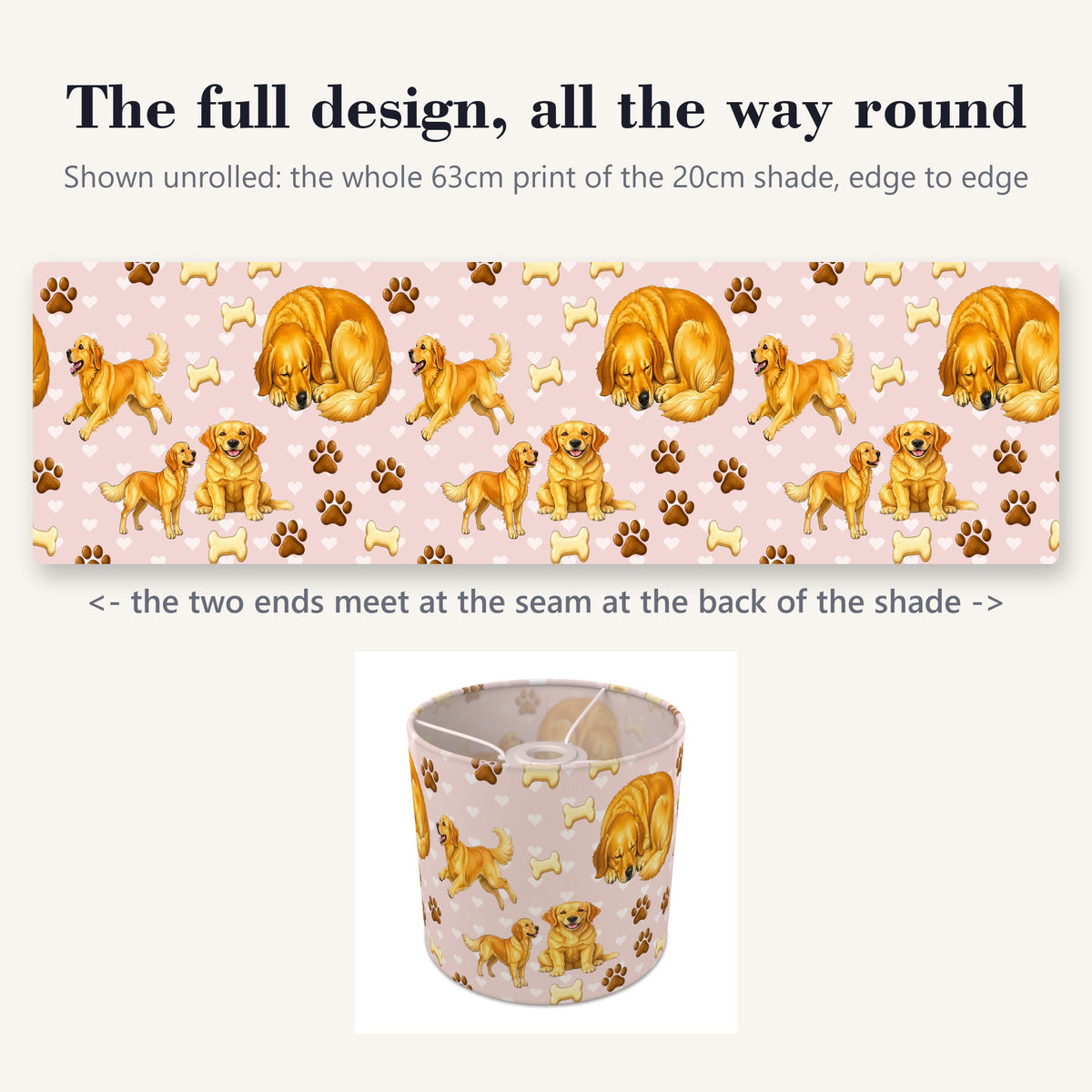 Blush Golden Retriever Love lampshade - 20cm x 18.5cm Ceiling - photo 9