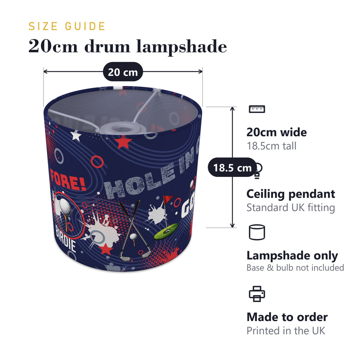 Navy Golf Pro lampshade - 20cm x 18.5cm Ceiling - photo 7