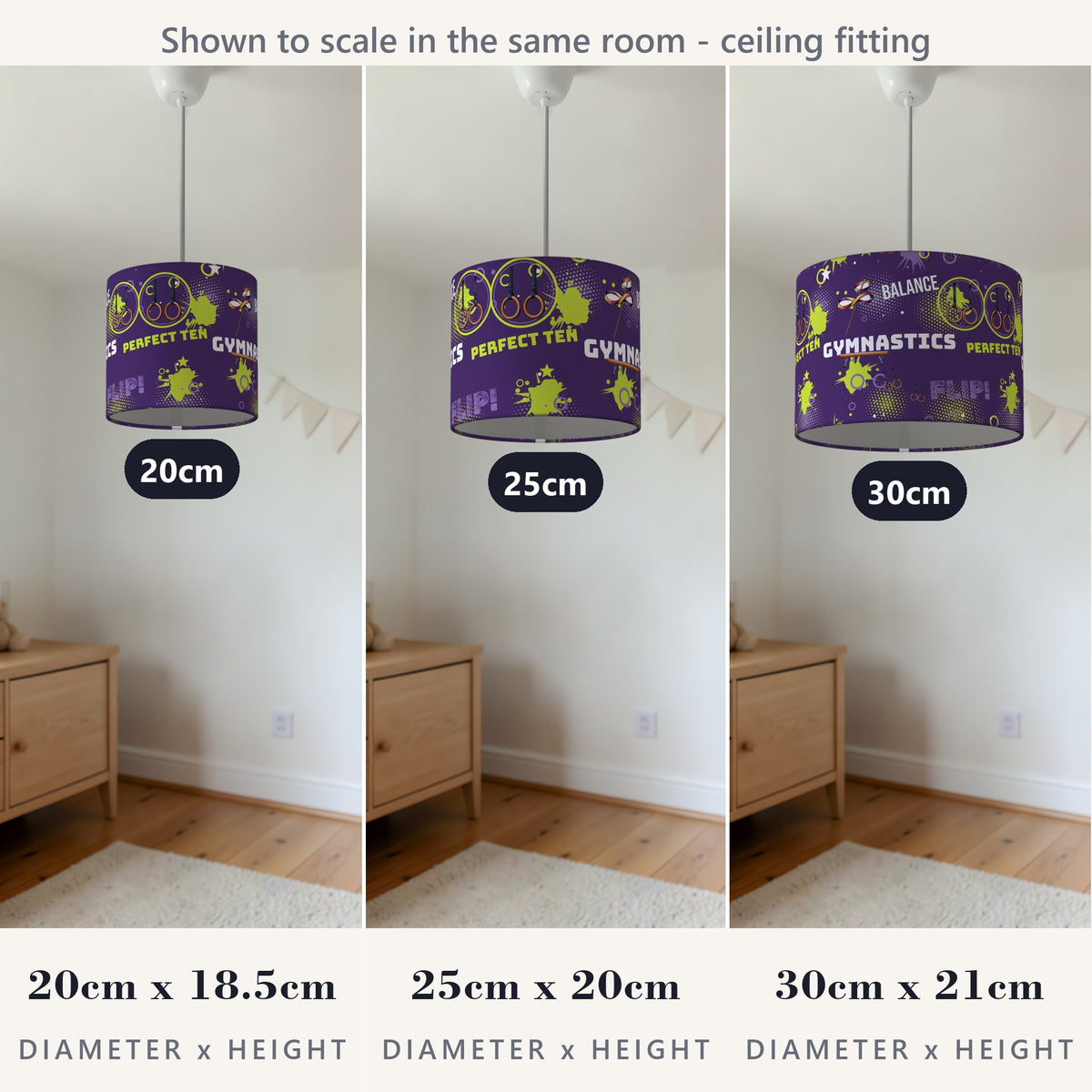 Purple Gymnastics Star lampshade - 20cm x 18.5cm Ceiling - photo 4