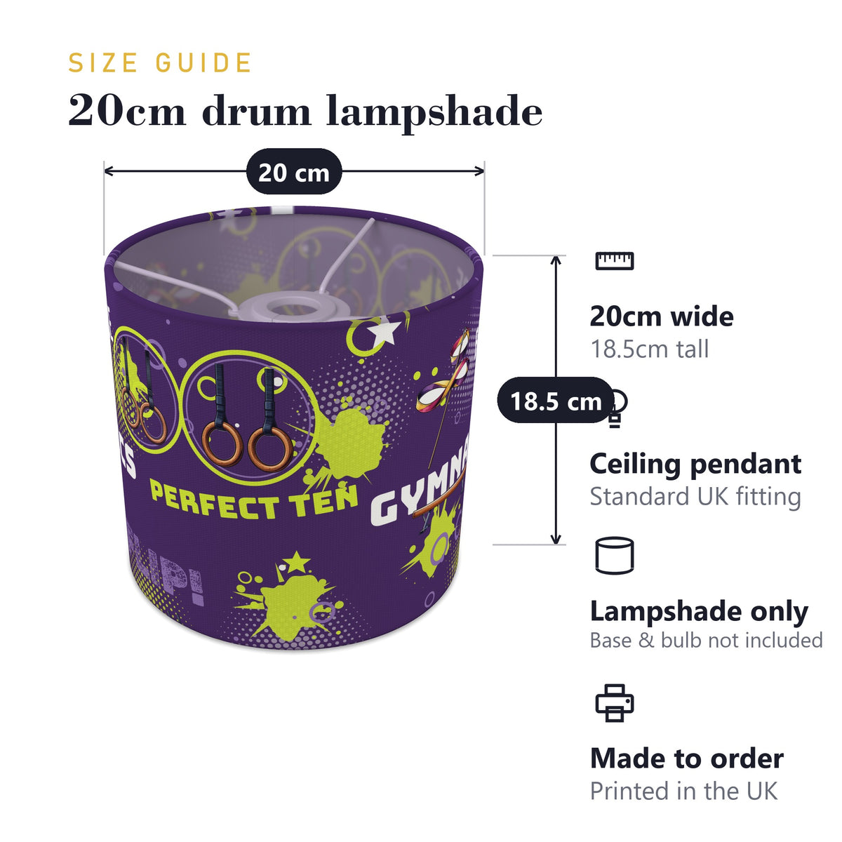 Purple Gymnastics Star lampshade - 20cm x 18.5cm Ceiling - photo 7