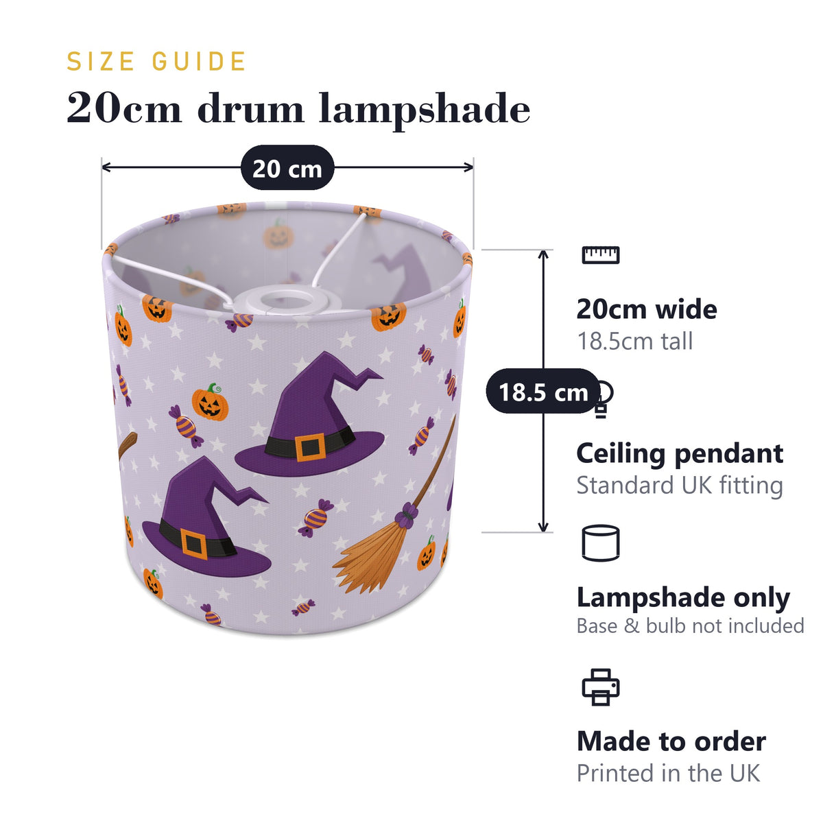 Lilac Halloween lampshade - 20cm x 18.5cm Ceiling - photo 7