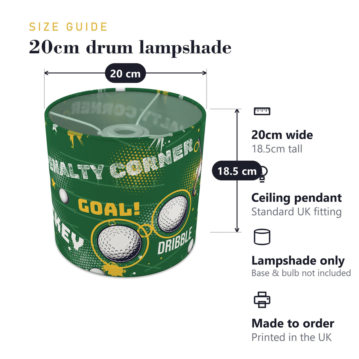 Pitch Hockey Hero lampshade - 20cm x 18.5cm Ceiling - photo 7