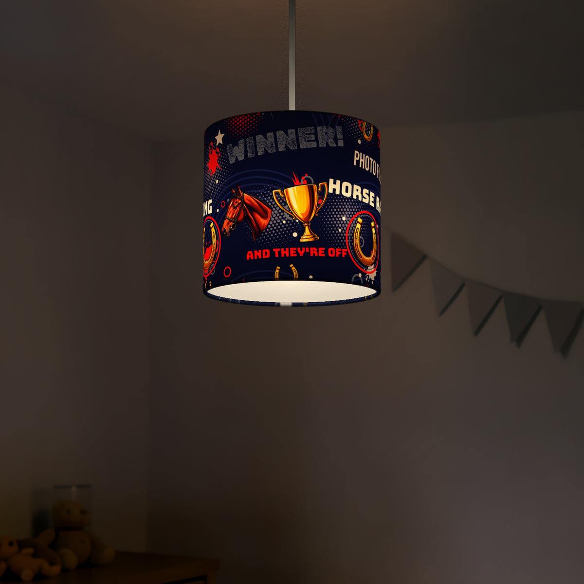 Navy And They're Off lampshade - 20cm x 18.5cm Ceiling - photo 5