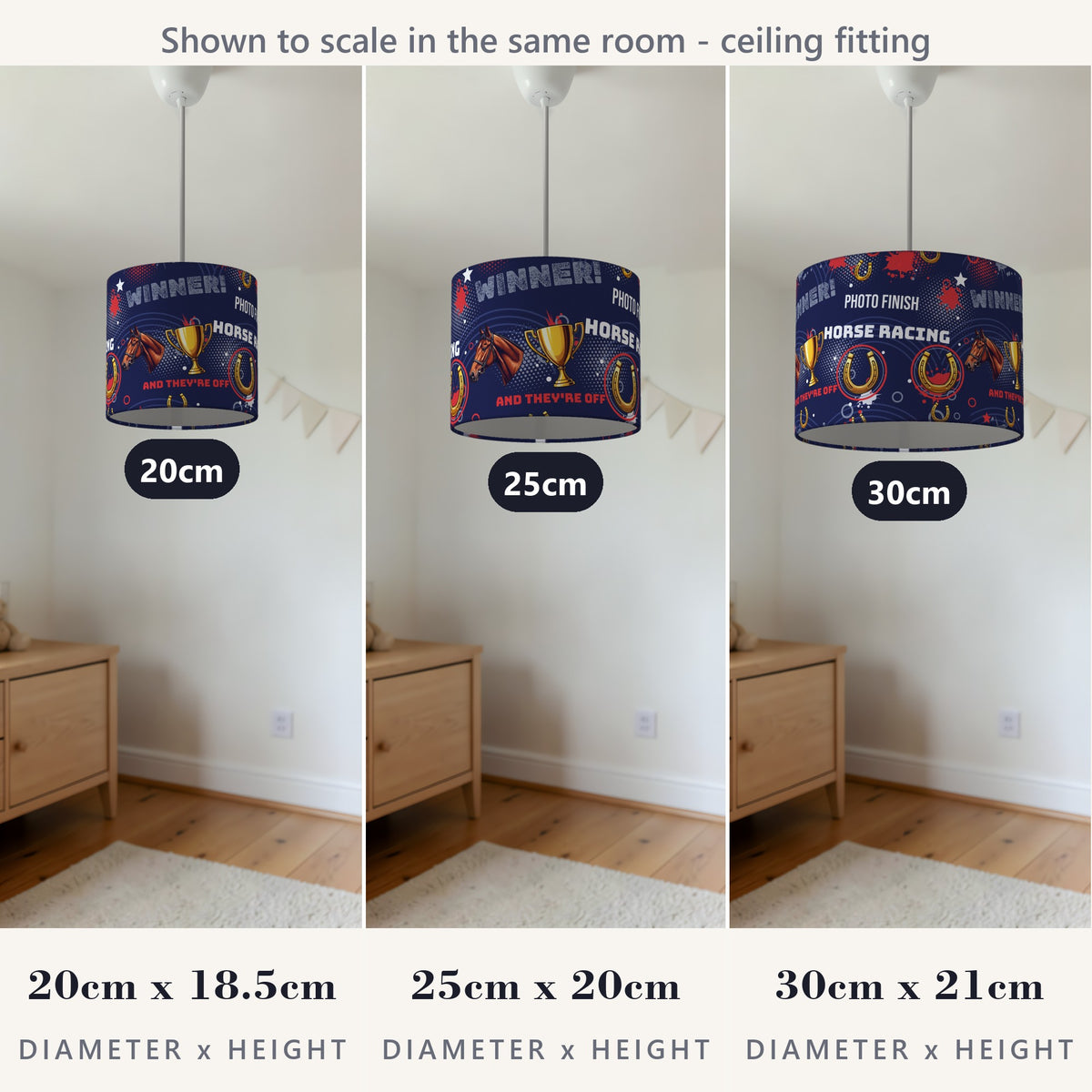 Navy And They're Off lampshade - 20cm x 18.5cm Ceiling - photo 4