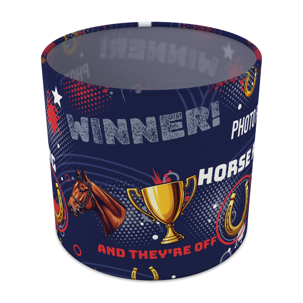 Navy And They're Off lampshade - 20cm x 18.5cm Table